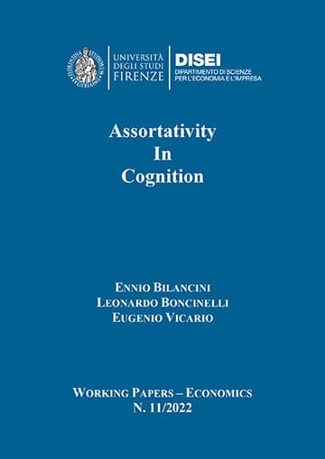 Assortativity in Cognition (Bilancini et al., 2022)